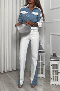 STRAIGHT LEG MID-RISE COMBINED JEANS