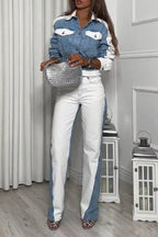 STRAIGHT LEG MID-RISE COMBINED JEANS