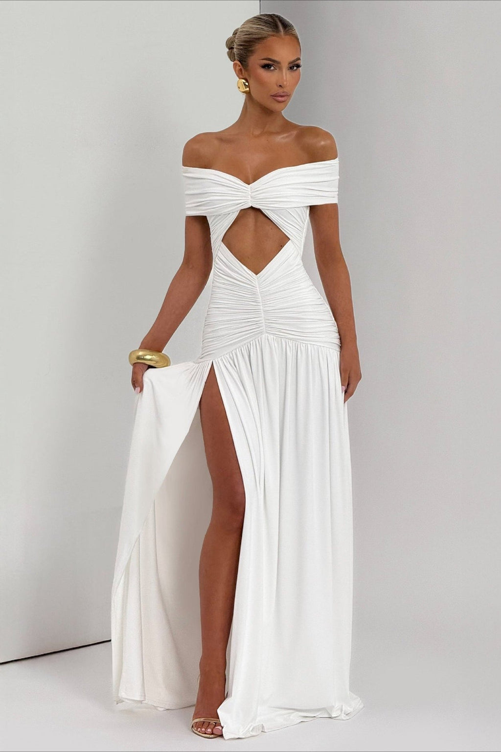 Paneled Bodycon Gown Prom Dress
