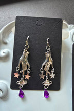 Fashionable Fingertip Planet Zirconia Pendant Earrings