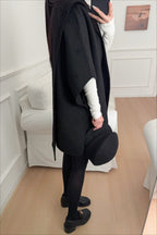 Wool Tencel Solid Scarf Shawl Cape Irregular Coat