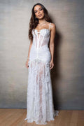 Sexy Bandeau Off Shoulder Lace Slim Long Reception Dress