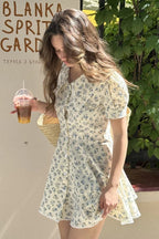 Floral Print Peter Pan Collar Wrap Dress