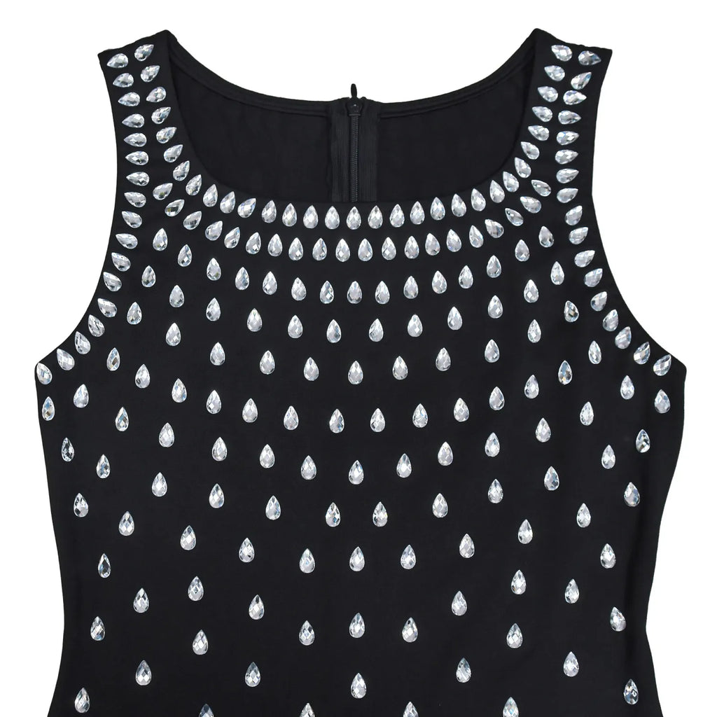 Rhinestone U-Neck Sleeveless Hip Dress