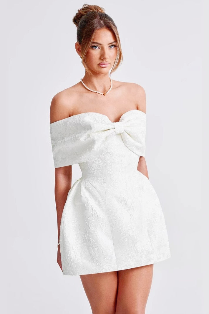Backless OffShoulder Bow Birthday Dress