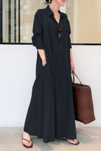 Long Sleeve Simple Loose Casual Long Dress