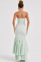 Lindsay Exclusive Off Shoulder Maxi Dress with a Slim Fit and Irregular Hem Elevated Occasion Wear