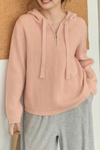 Drawstring Hooded Knit Sweater