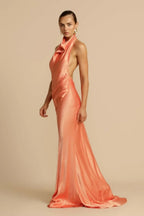 Satin Halter Neck Maxi Dress