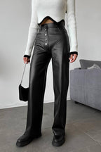 Leather Patchwork Casual Pants