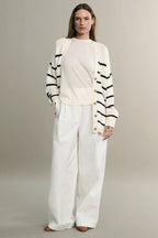 V-Neck Striped Cotton Sweater