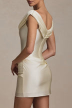 Satin U Neck Bodycon Mini Graduation Party Dress