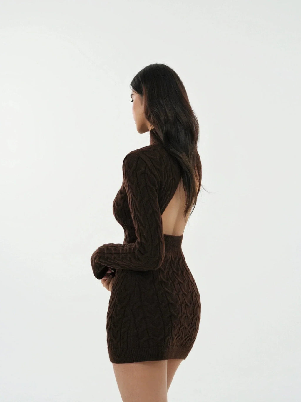 Open-Back Cable Knit Dress