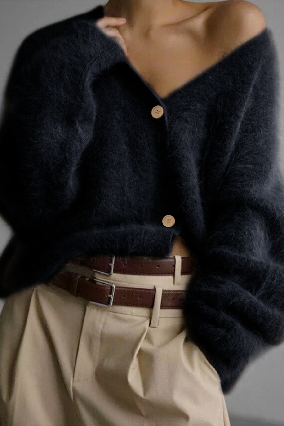 V Neck Button Long Sleeve Cardigan