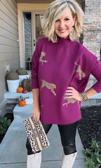 casual vintage tiger and leopard print long sleeve tops