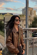 Mocha Retro Biker Leather Jacket