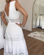 Yolaina Exclusive V Neck Lace Tank Dress Evening Wear Edit