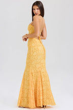 Jacquard Mermaid Cami Maxi Lace Dress