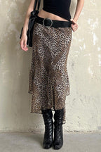 Sheer Mesh Leopard Print Pencil Skirt