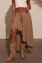 Elastic Waist Asymmetric Casual Skirt