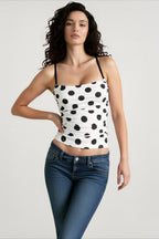 Color block polka dot cami top