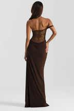 Solid Lace Panel Bodycon Formal Dress