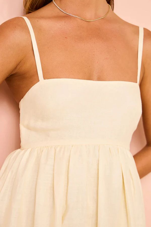 Wendy Elevated Paradise Flowers Linen Blend Unique Print Loose Maxi Dress with Straps and Pockets Statement Occasion Edit