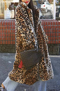 Leopard print plush long coat