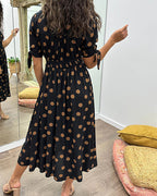 Soledad Aesthetic V Neck Dress with Polka Dots Evening Wear Edit