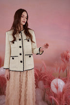 Beige Buttun-Up Patched Pockets Jacket