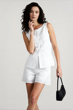 Elegant cutout sleeveless vacation set