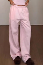 Retro Pink Relaxed Wide Leg Casual Pants