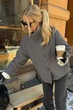 Chic Cropped Stand Collar Wool Coat