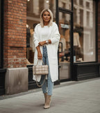 Fashion Geometric Print Long Sleeve Hooded Casual Loose Trench Stylish Coat