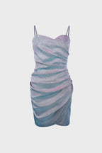 Havana Silver Sparkling Ruched Mini Dress