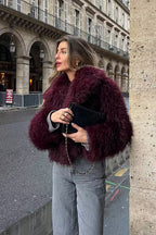 Thickened Plush Collar Solid Warm Short Coat