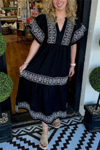 Women's V-Neck Boho Maxi Dress