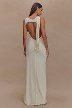 Ruched Split Backless Maxi Dress