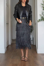 Faux-leather jacket with pockets
