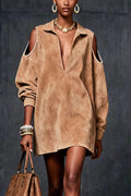 Stylish Loose Off-shoulder Long-sleeved Casual Mini Dress