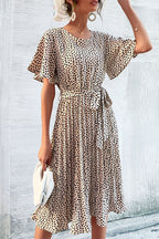 Ruffle Sleeve Leopard Print Dress