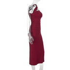 Horres Midi Dress Maroon