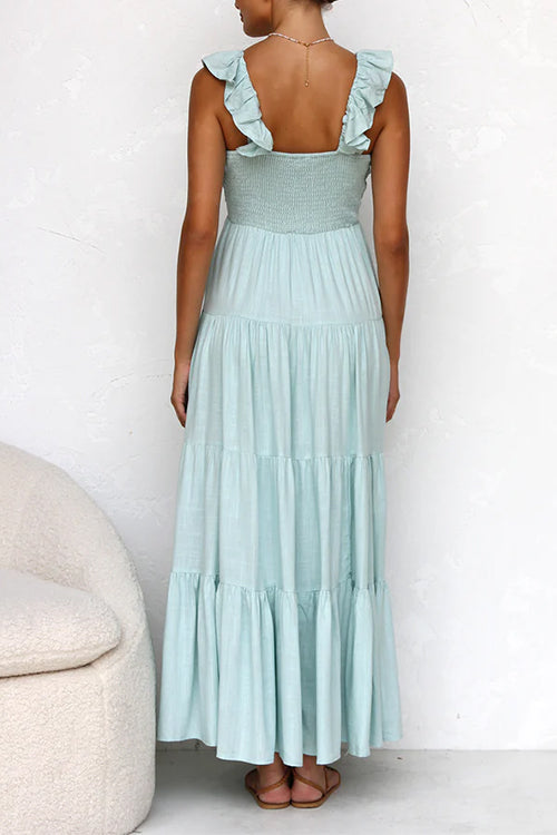 Marilyn - V - neck maxi dress with ruffle