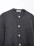Gold Decorated Row Button Short Knitted Cardigan