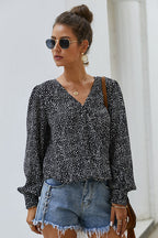 Draw You Close Printed Long Sleeve Wrap Top - 2 Colors