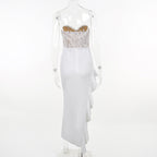 Fringila Asymmetric Dress White