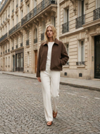 Autumn Minimalist Wool Blend Zip Lapel Jacket