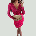 Celia Statement Sequin Dress with V Neck Chic Silhouette Collection