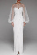 Retro Strapless Pearl Bodycon Wedding Dress
