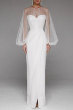 Retro Strapless Pearl Bodycon Wedding Dress